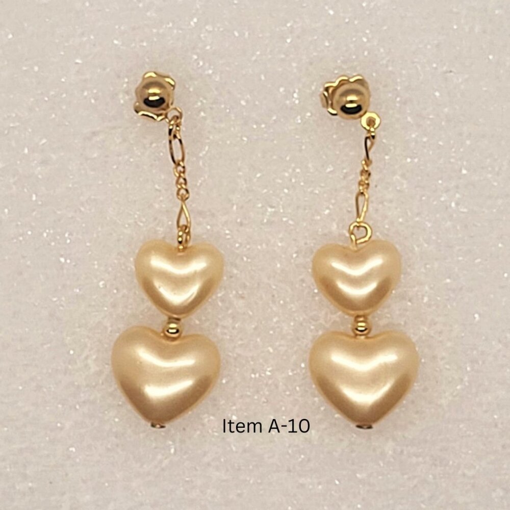 Two Hearts Dangle Earrings Item #A-10